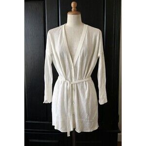 Rag & Bone Long Duster Cardigan Sweater Size XXS Tie Waist Winter White Tissue